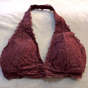 Hollister Gilly Hicks Maroon Halter Bralette Small Lace